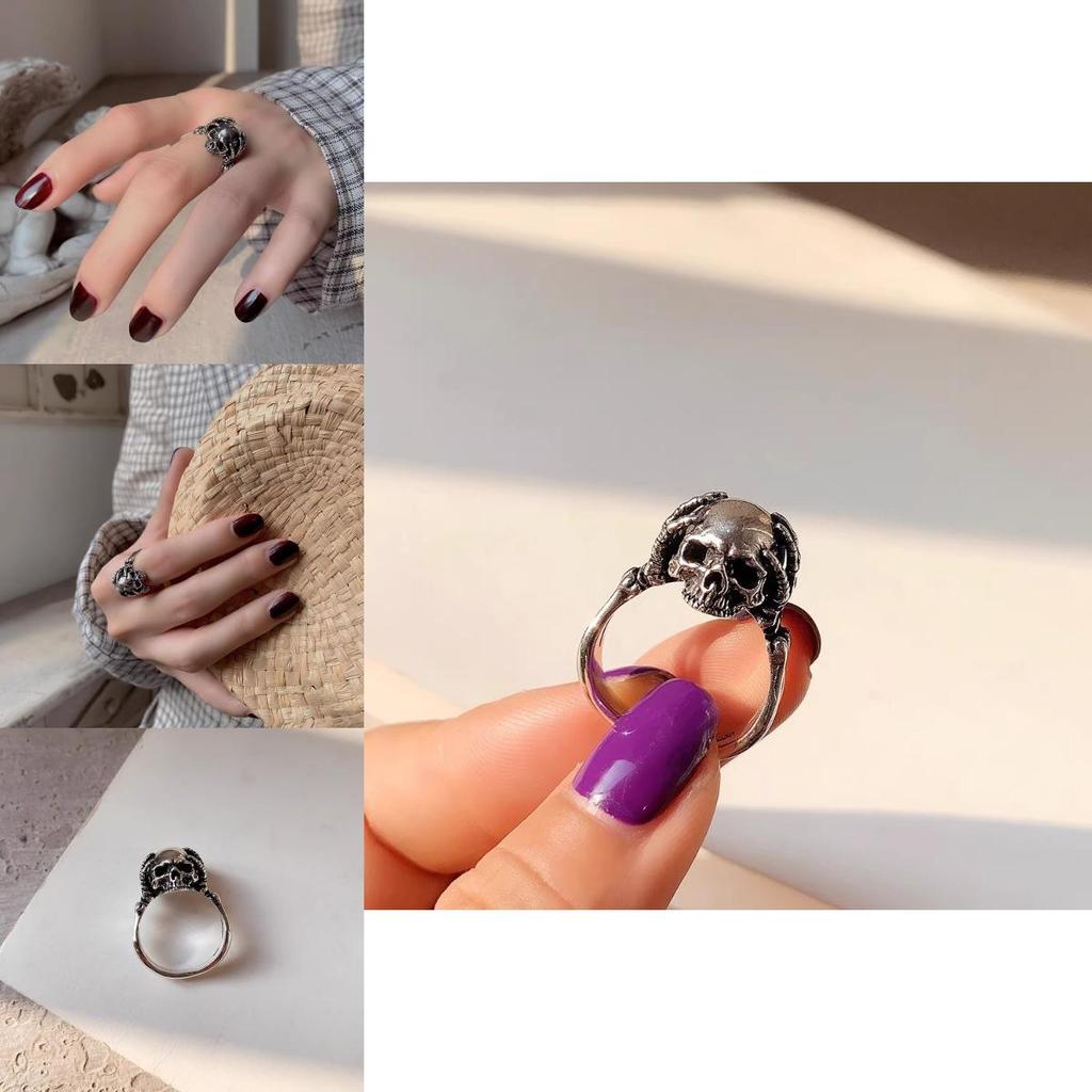 Unique Vintage Design Skull Ring For Women Stylish Adjustable Copper Jewelry