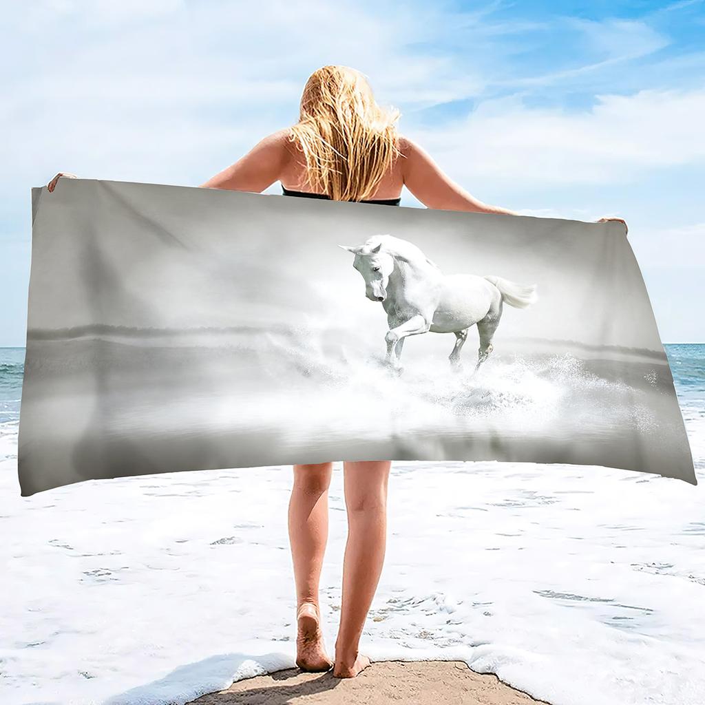 Asciugamano da Spiaggia con Stampa di Cavalli in Microfibra Asciugatura Rapida Asciugamano da Bagno Comoda Coperta Sottile Adatta per Nuoto Viaggio Yoga Campeggio