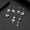 Curved Belly Button Rings Stainless Steel Body Piercing Jewelry Punk Zircon Navel Ring  Women