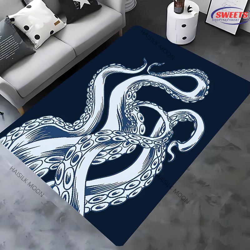 Octopus Theme Printed Rug for Living Room Large Area Decorate Carpet Non-slip Sofa Mat Modern Home Fashion Floor Mats