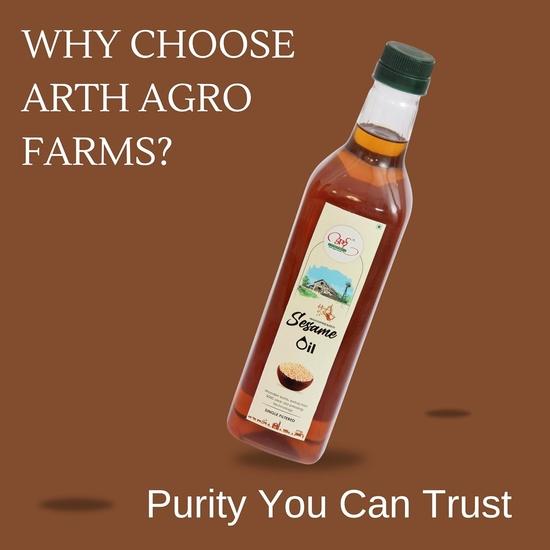 Arth Agro Farms Woodpressed Sesame Oil | Natural Pure Til Oil for Cooking, Hair, Skin Care  (500ml)