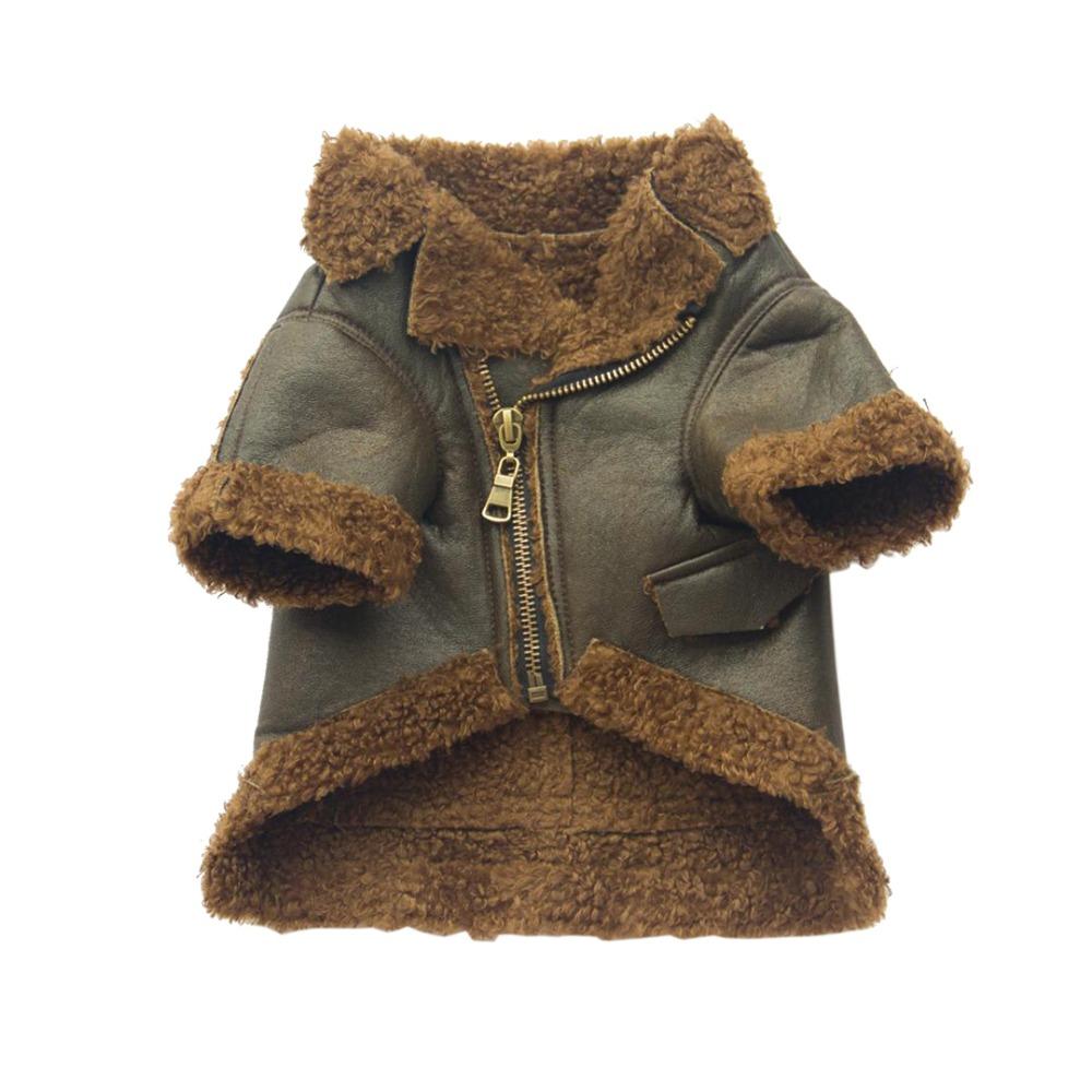 

Thickened Dog Motorcycle Jacket Windproof Winter Pet Clothes for Dogs Puppy Cats S коричневый