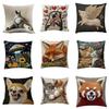 Animal Patterns Rabbit Fox Throw Pillow Cover With Soft Cotton Blend For Living Room Decor