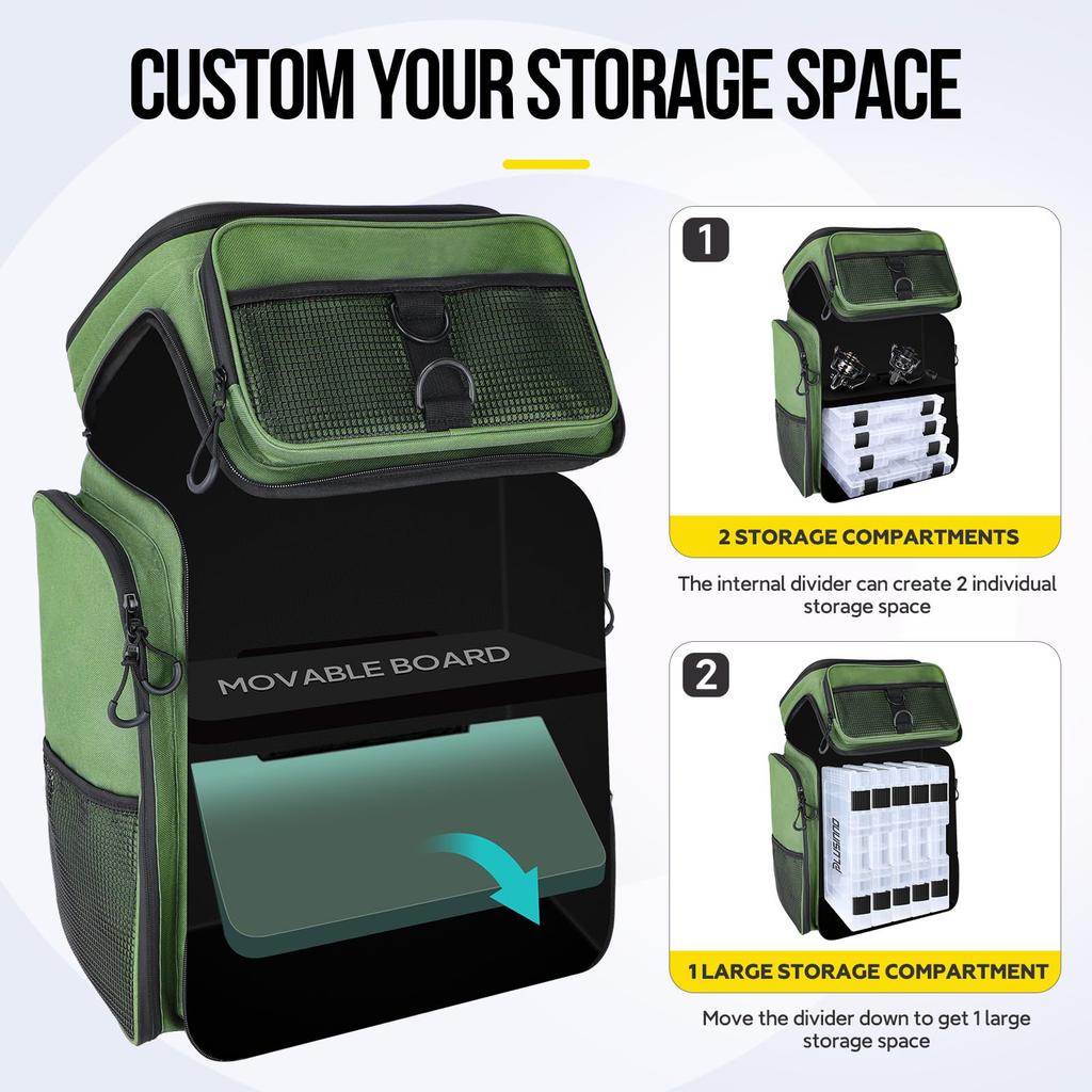 Rucsac de pescuit multifuncțional – Capacitate mare 36-55L, geantă de depozitare camuflaj impermeabilă 900D cu suport pentru undiță