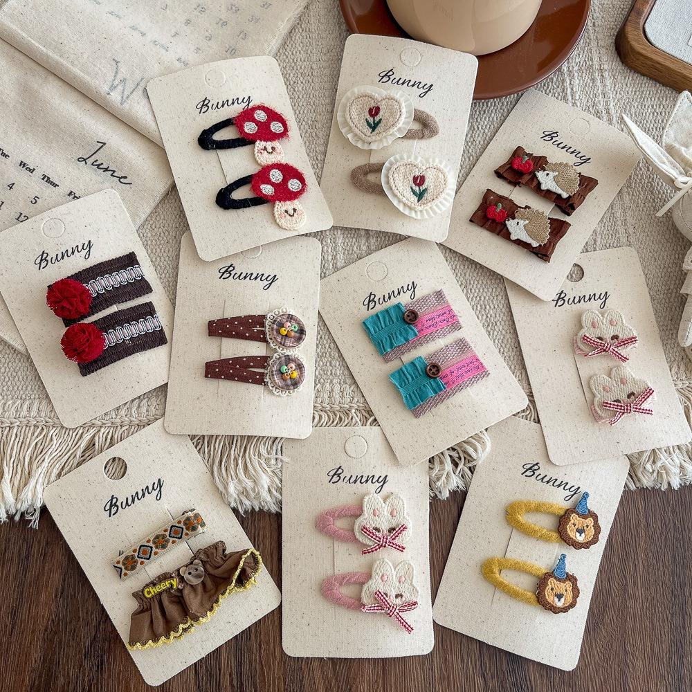 Cartoon Embroidery Children's Hairpin Cute Mushroom Girl Bangs Side Clip Hairpin Hair Clip Kids Hair Accessories Headwear