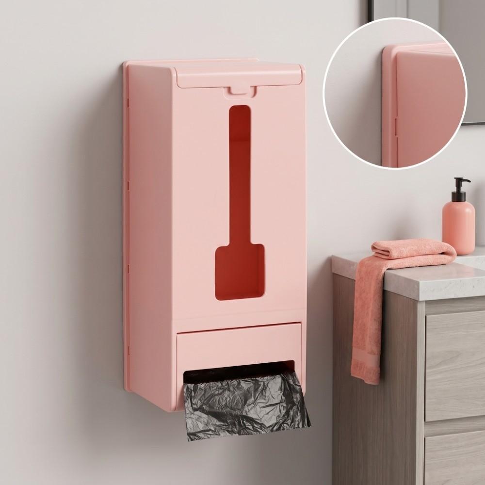 Wall Mounted Plastic Bag Dispenser Pink Trash Bag Organizer  Kitchen Bathroom Washroom