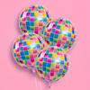 6-Pack Rainbow Disco Balloons, Disco Foil Balloons, Suitable for Birthday Parties, Disco-Themed Party Decorations
