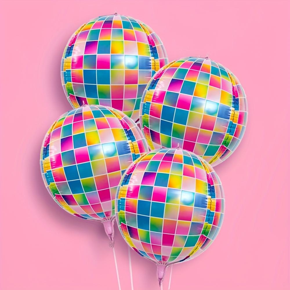 6-Pack Rainbow Disco Balloons, Disco Foil Balloons, Suitable for Birthday Parties, Disco-Themed Party Decorations