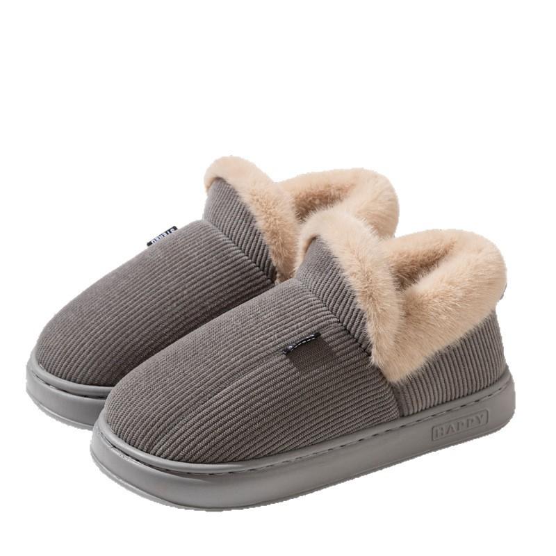 Winter thick-soled plush cotton slippers 2025 new home non-slip warm in the elderly bag heel cotton shoes