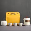Portable Travel Tea Set, Ceramic Teapot & Cups with Storage Bag for Outdoor & Gift