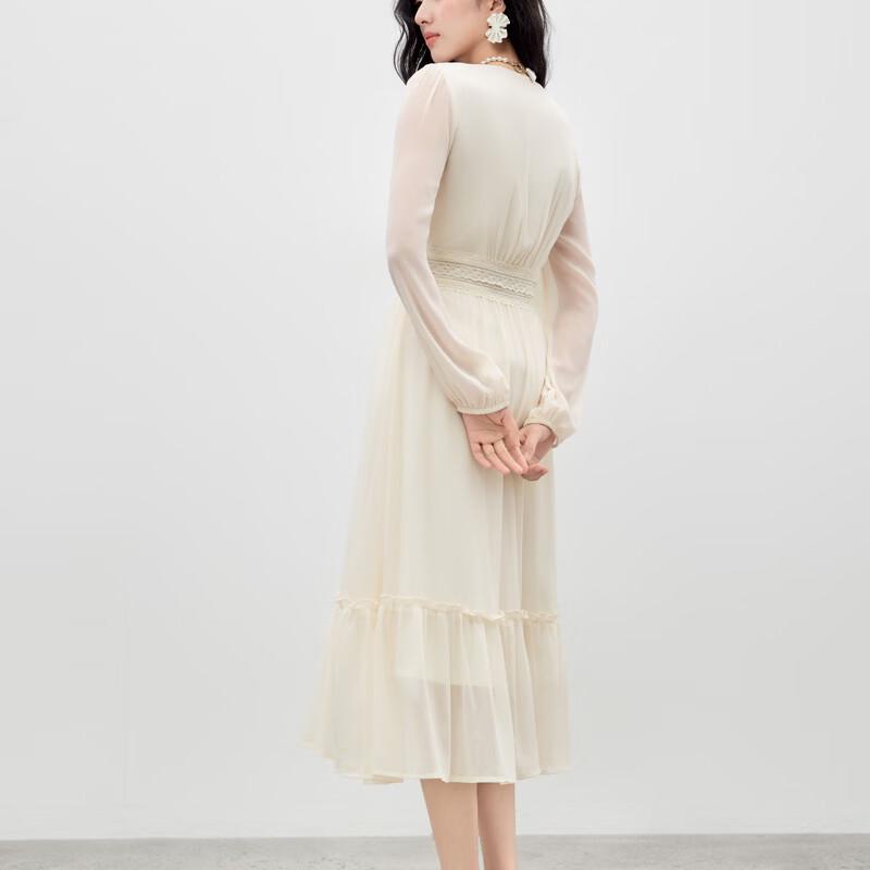 Qiushui Yiren 2026 Spring Elegant V-Neck Maxi Dress