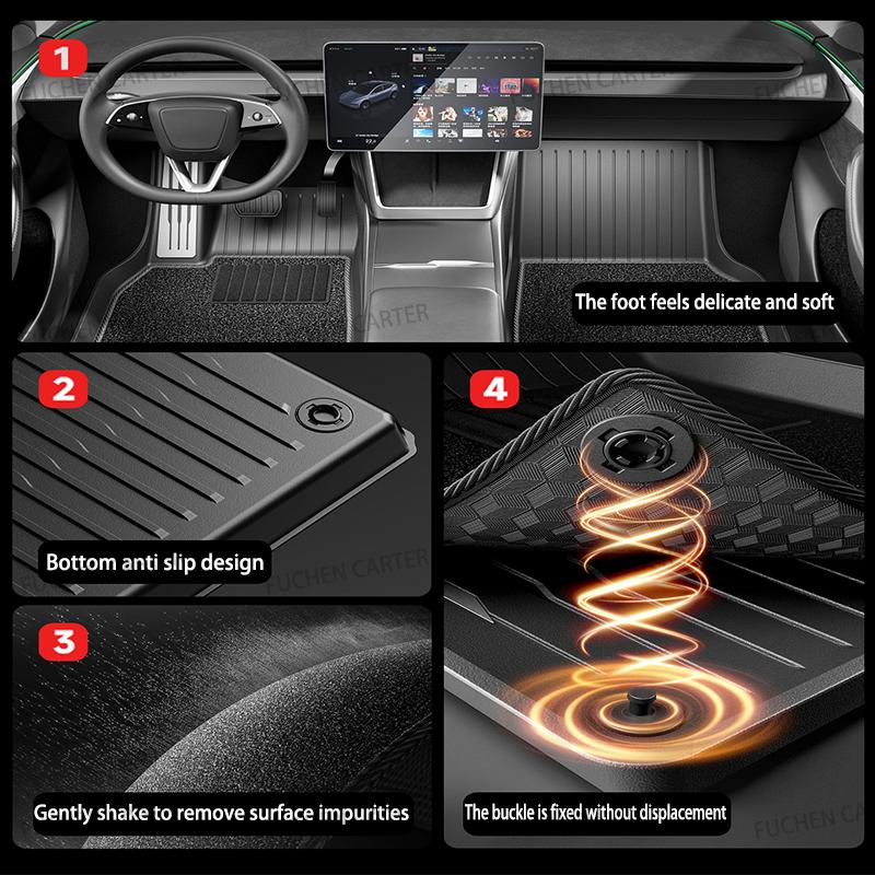 For Tesla New ModelY Juniper2025 2026 TPE metal pedal foot pad Waterproof Luggage Mat Wear-resistant Foot Pads ModelY Trunk Mats