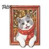 Magnetic Photo Frame Cute Cat Refrigerator Magnets, Christmas Kitty Frame, Lightweight Decals Retro Office Filing Cabinet Kitchen Holiday Decor
