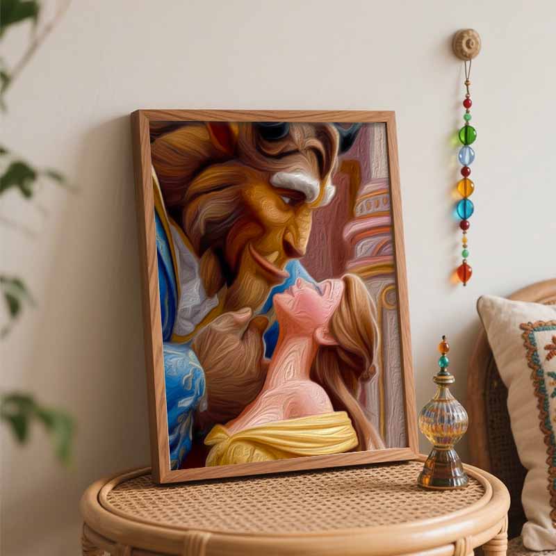 Disney Beauty and the Beast oil paint by numbers painting kit handmade diy home decor gifts wall art canvas romantic love decor