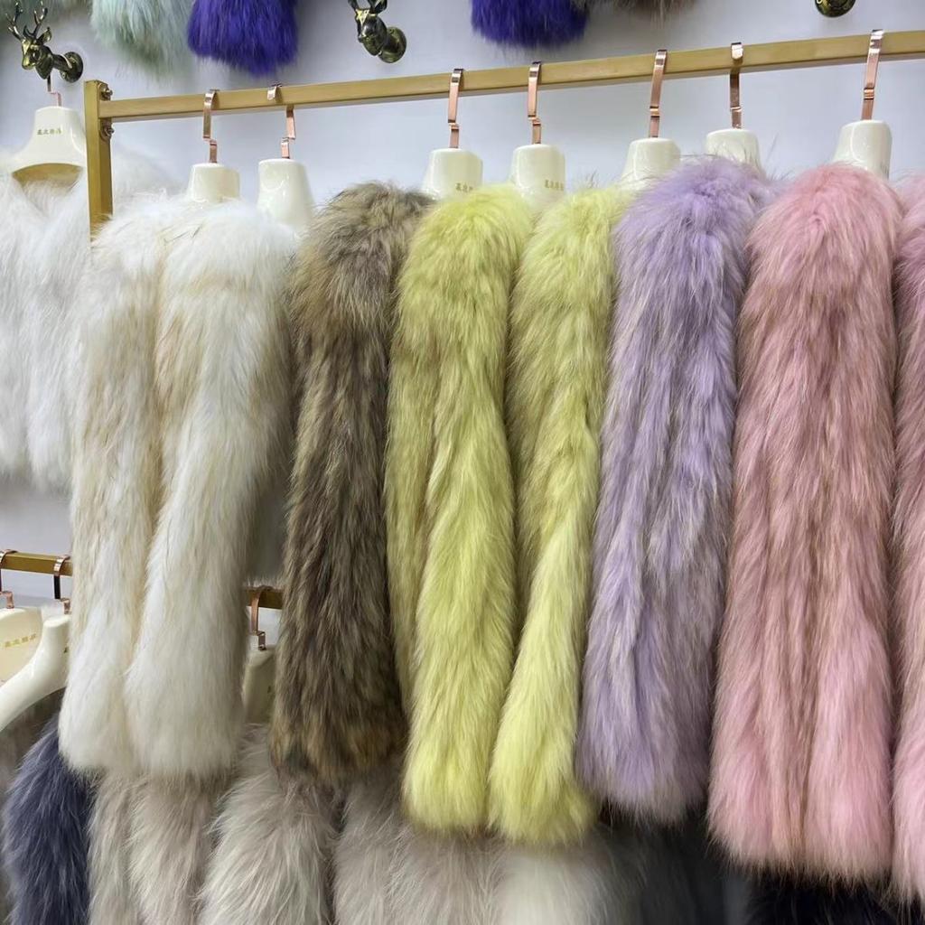 Real Raccoon Fur Braided Jacket Short Length 40cm Double-sided Encryption Slim Young Winter Tops Women's Coat