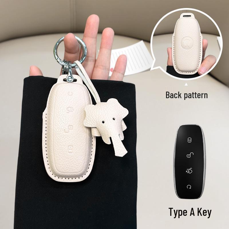 French Style Leather Key Case for BYD D9/N7/N8 - Full Coverage Remote Control Protective Shell