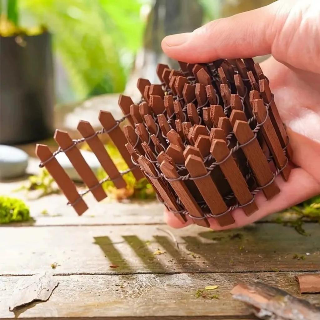 Miniaturní vílí zahradní plot Doplňky do zahrady víla Venkovní dřevěný laťkový plot DIY dekorace do květináče DIY dekorace dřevěný laťkový plot Domeček pro panenky