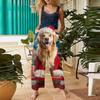 Women's Casual Christmas Printed Jumpsuit Sleeveless Printed Cotton Jumpsuit