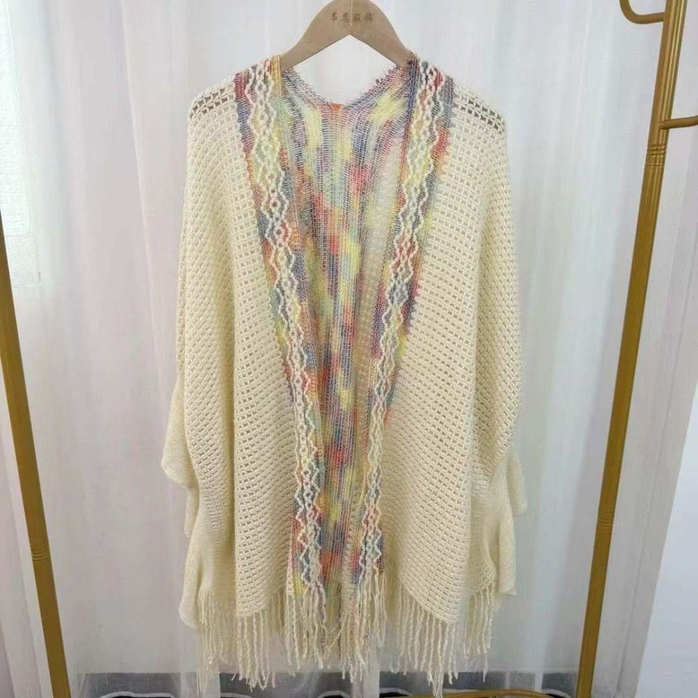 Ethnic Style Ladies Tassel Cape Hollow Wraps Scarf Coat Womens Knitted Shawl