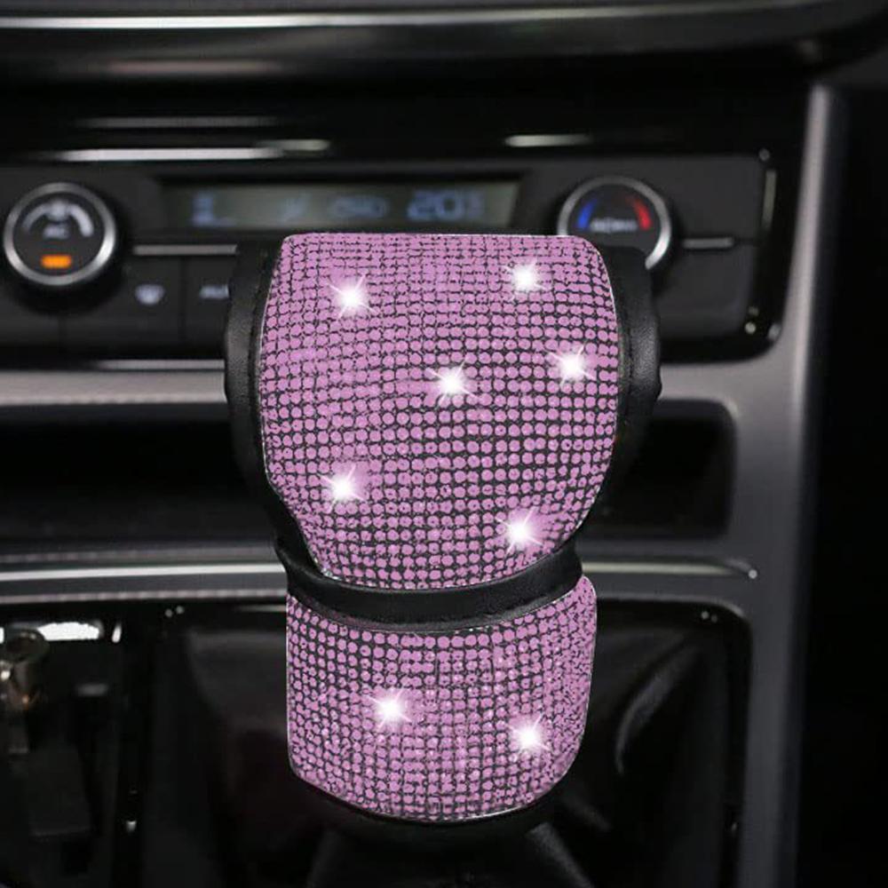7Pcs/Set Shiny Rhinestones Car Steering Wheel Safety Belt Shifter Cover Cup Mat Start Button Ring Kit