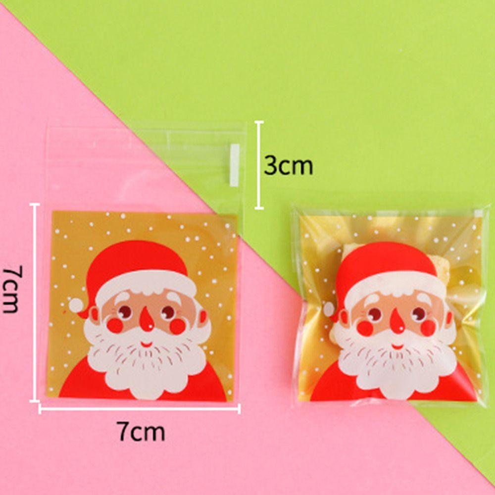 100PCS Plastic Packaging Packaging Bag Santa Claus Cookie Bags Cute Christmas Candy Bag Xmas