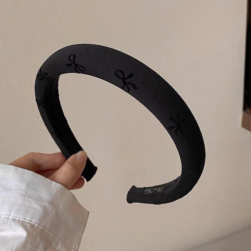 

2/3СМ Модная женская и для девочек серая черная флокированная повязка на голову с бантом и губчатой подкладкой для дамских обручей для волос аксессуар