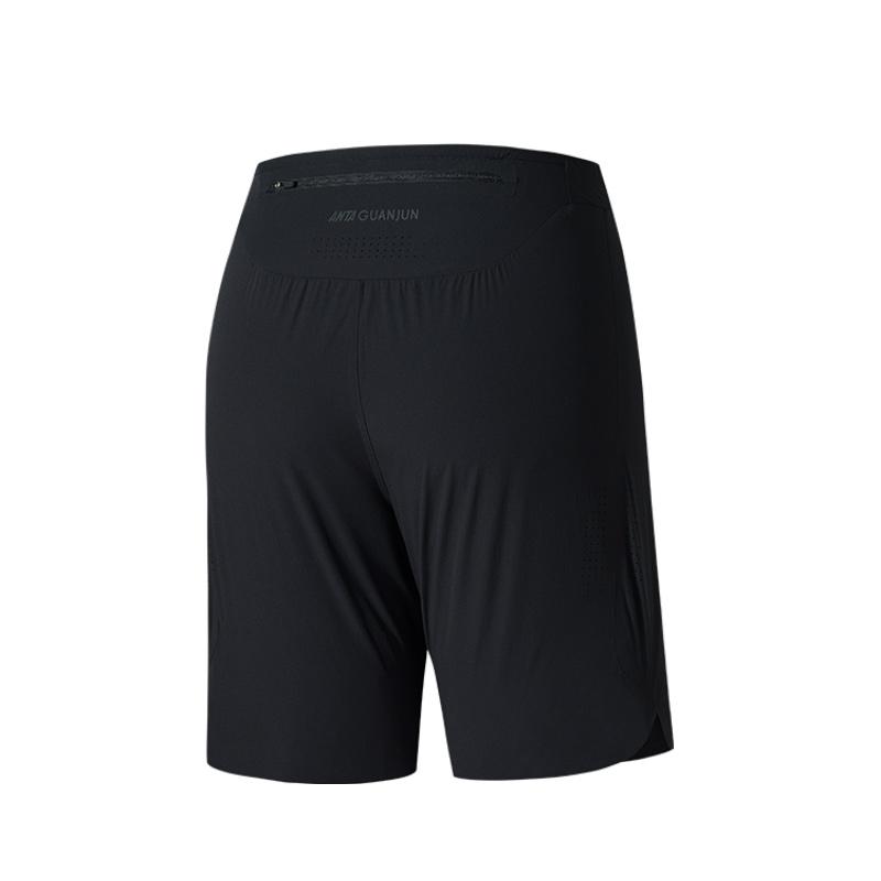 Anta Champion Outdoor Series Solid Color Mid-Rise Comfortable Breathable Versatile Straight-Leg Sports Shorts Women shorts Basic-Black 162520512-1