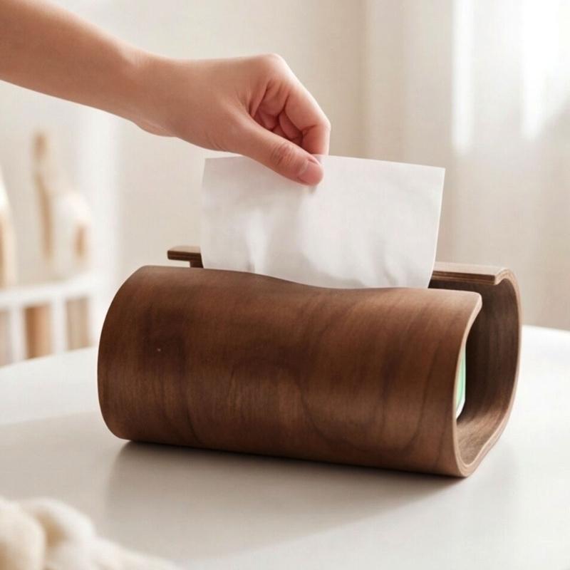 Solid Wooden Tissue Box Cover Smooth and Rounded Edges Suitable for Living Room or Office