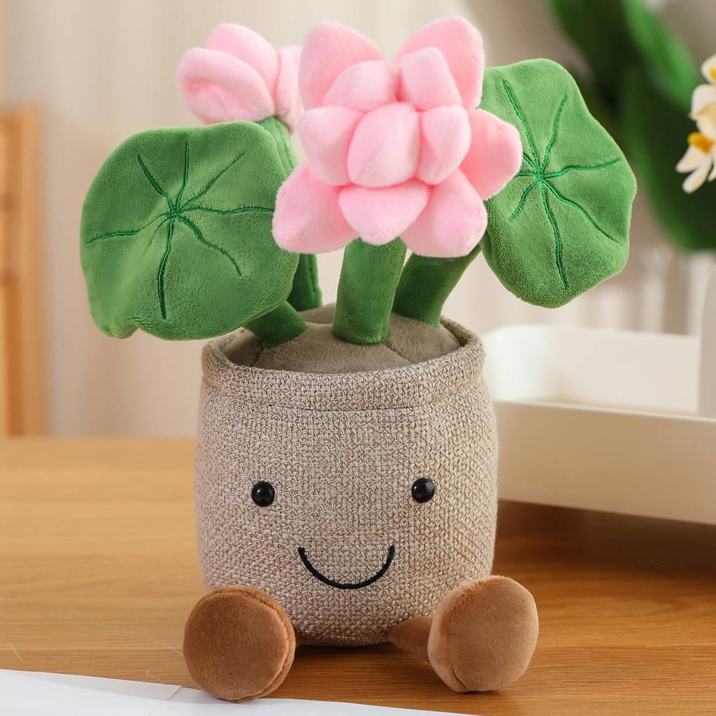Niedliche, lächelnde Blumentopf-Plüschfiguren, süße Stoffblumen-Rosenpflanzen, Puppen, Schlafzimmer-Schreibtischdekoration, Sammlerstücke, Geschenke