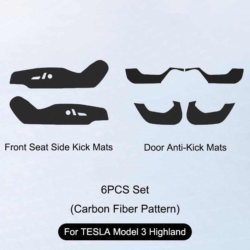 For TESLA Model 3 Highland 2024 Seat Side Door Anti Kick Mats Door Anti-kick Sticker Soil-proof Mat Scratch-resistant Cover Mats