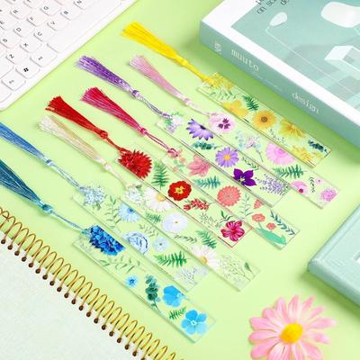 Flower Bookmark Transparent Purple Resin Page Marker Women Bookmark Transparent Christmas Teacher Gift Student Supplies