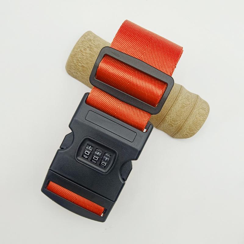 Solid Color Nylon Luggage Strap with Herringbone Pattern, Password Lock, and One-Word Handle