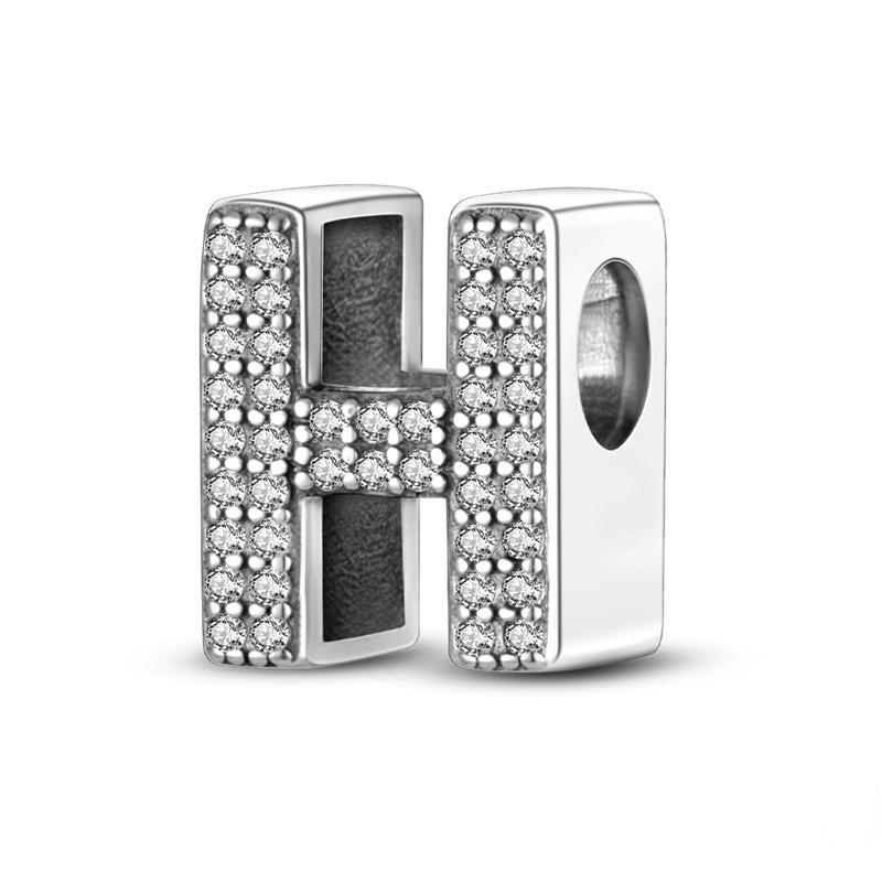 Classic 925 Silver 26 English Letters Charms Beads Sparkling Zircon Fit Qikaola 925 Bracelets DIY Jewelry Birthday Gift