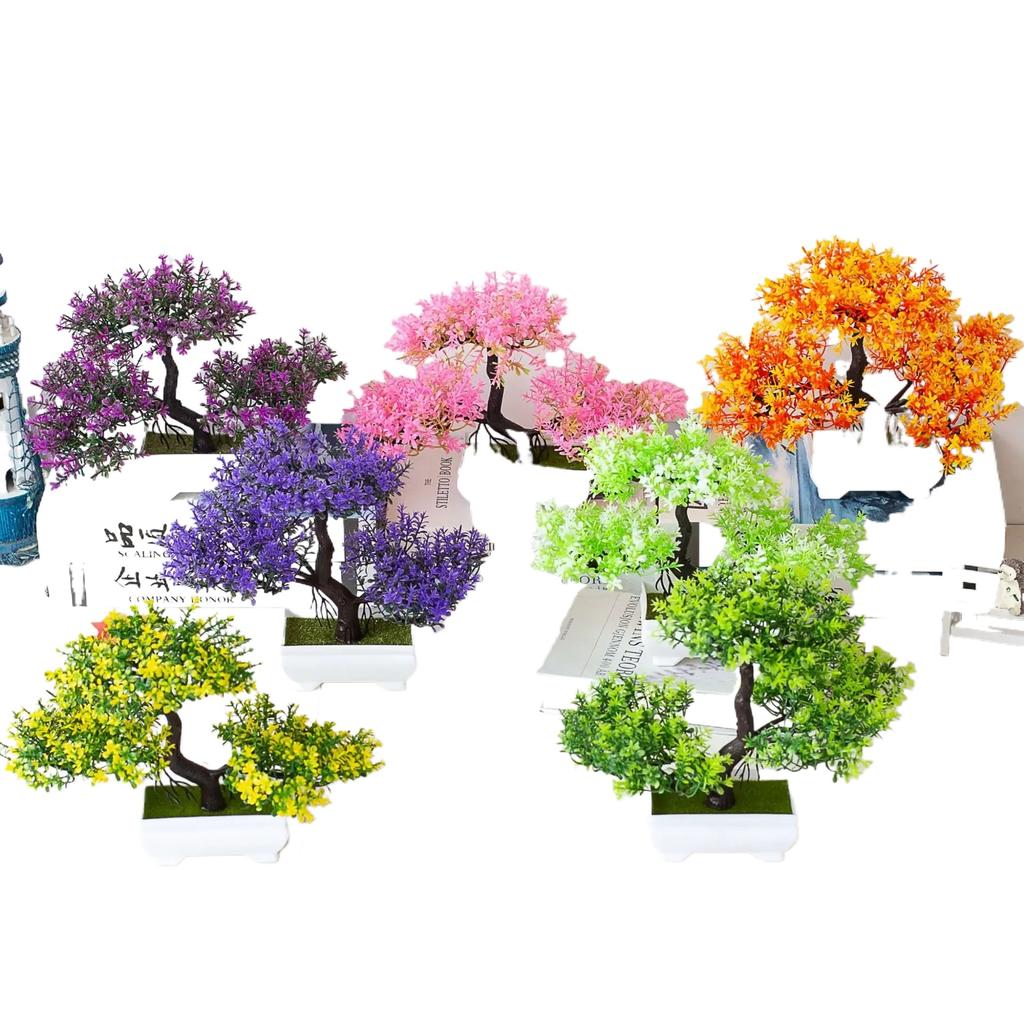 Artificial Plant Bonsai Plastic Small Tree Pot Fake Plant Flower Potted Ornaments For Home Room Table Garden Hotel Decoration