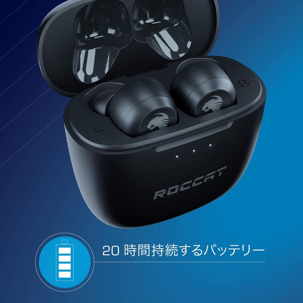 ROCCAT Syn Buds Air Wireless Gaming Low IPX4 20 Hours of Battery for and Switch Japanese Earphones, Bluetooth, Latency, 60ms, Waterproof, Life,
