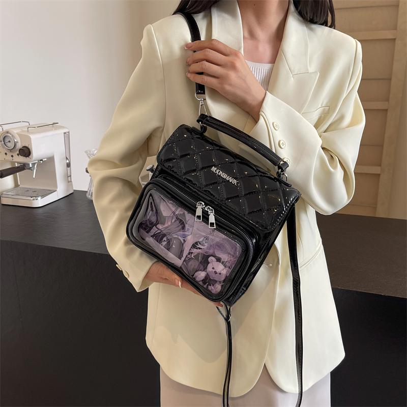 Embroidered Women's Backpack  New Versatile Backpack Single Shoulder Crossbody Bag Casual Transparent