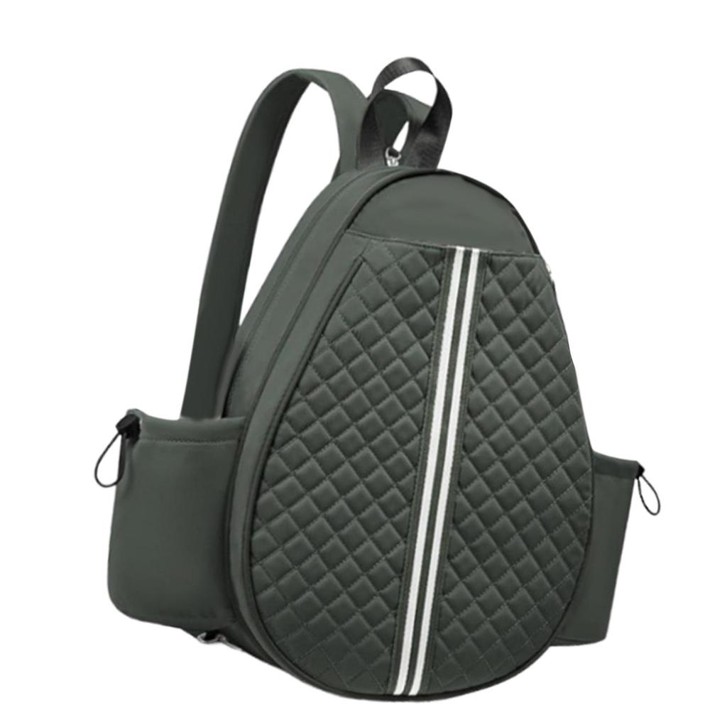 Tennis Bag Outdoor with Side Pockets Quilted Crossbody Backpack Green