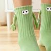 Magnetic Holding Hands Socks Fun Crew Socks with 3D Eyes Stretchy Interacting Socks for Women Men Teens Couples Friends Gifts
