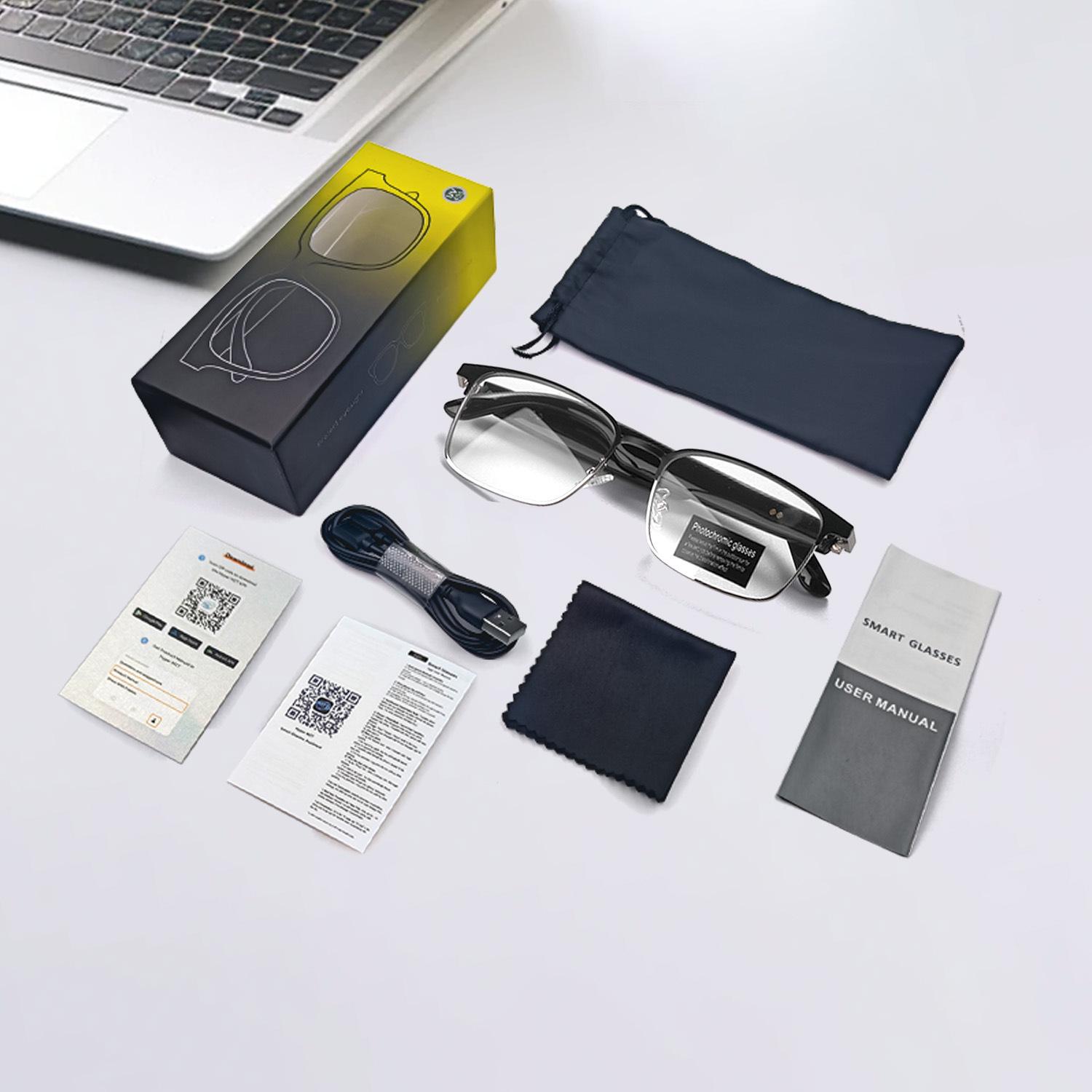 

Smart Bluetooth Glasses: Blue Light, Color-Changing Lenses for Music, Calls, and Navigation. Interchangeable Sunglasses for Easy Driving.