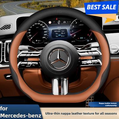 Leather Car Steering Wheel Cover for Mercedes Benz W214 C200 W204 W203 W124 W210 W221 W202 W176 CLA 250 W166 Accessories 2025
