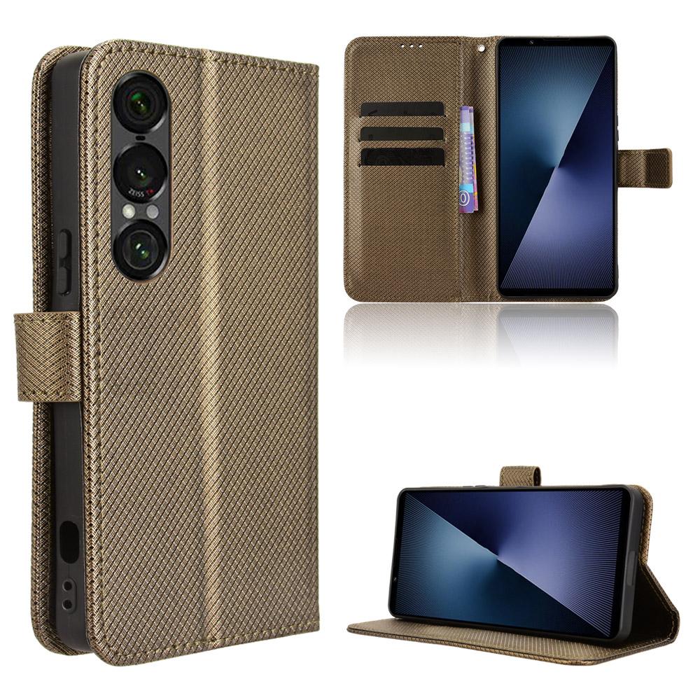 For Sony Xperia 1 VII Leather Wallet Case with Strap Diamond Texture Phone Cover