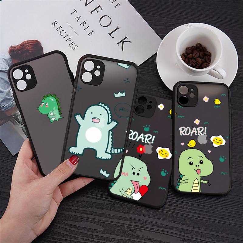 

Creative cute dinosaur fashion Phone Cases Transparent Matte for iPhone 7 8 11 12 s mini pro X XS XR MAX Plus cover funda