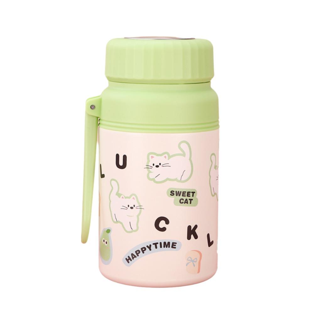 

1000ml Insulated Cup Stainless Steel Sports Bottle Cute Student Thermal Cup Gym зелёный