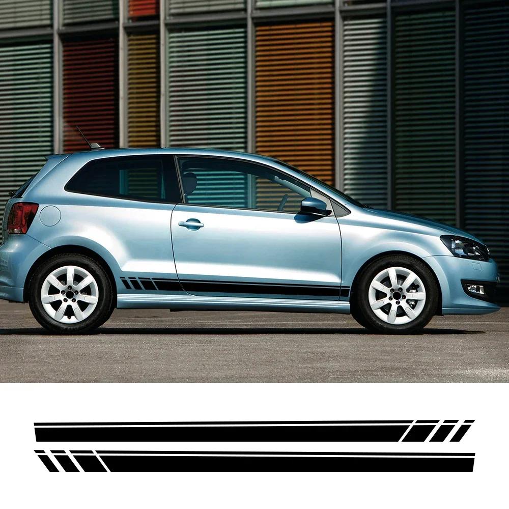 2PCS Car Side Stickers For VW Volkswagen Polo 6R 6C 9N2 9J GTI Auto Modification PVC Racing Style Decals Car Tuning Accessories