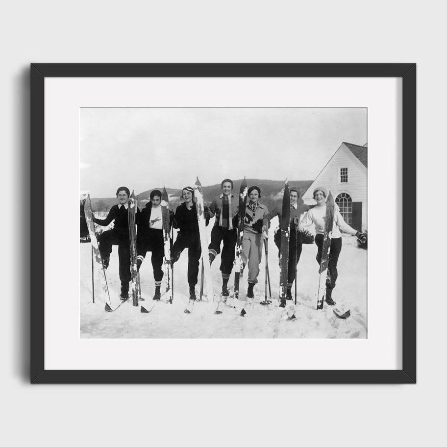 Vintage Ski Photo Print Road Gap Skier Jumps Girls Car Canvas Painting Winter Sports Skiing Art Poster Ski Home Lodge Wall Decor