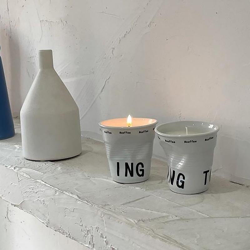 Tazas y Tazas Estilo Coreano Taza de Café Cerámica Blanca Taza Nórdica con Arrugas Vaso para Beber Café Letra Inglesa