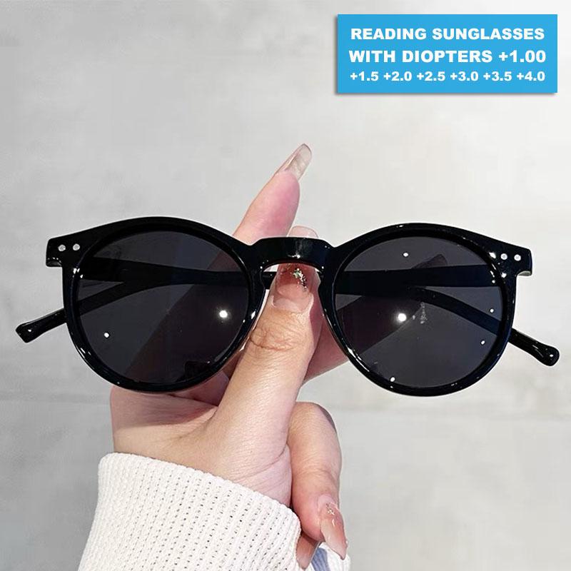 Anti Uv Reading Presbyopia Sunglasses With Diopter +1.0+1.5+2.0+2.5+3.0+3.5+4 Women Men Classic Round Goggles Reader Sun Shades