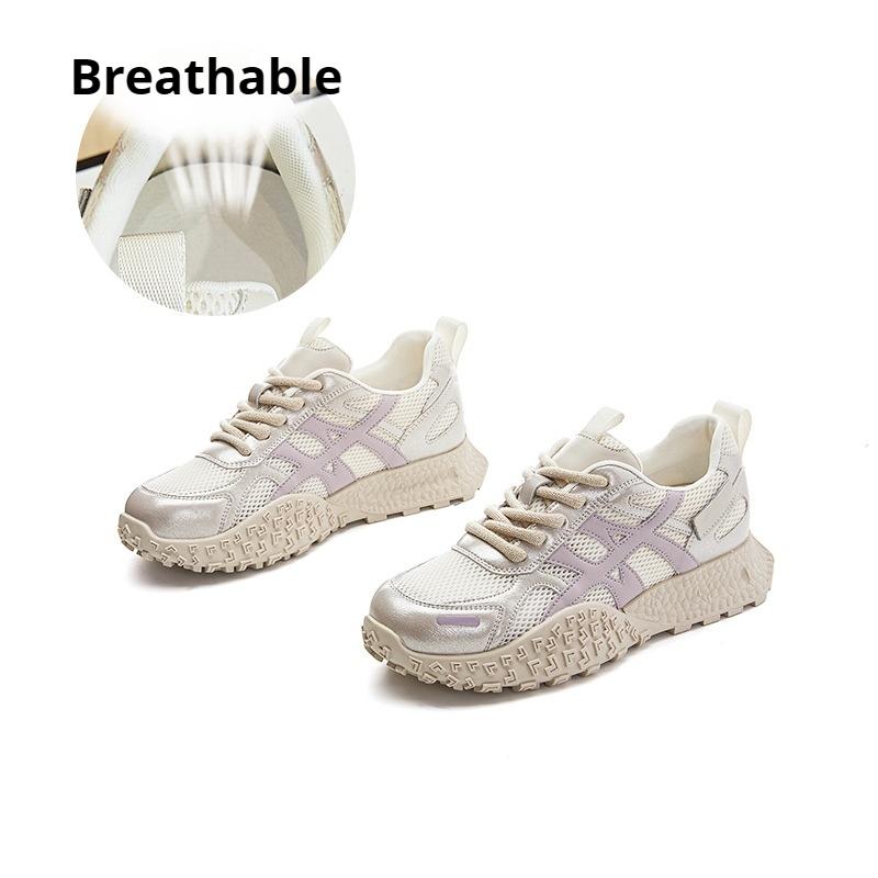 Genuine Leather Forrest Gump Shoes Thick-soled Mesh Women's Shoes Breathable Sports Shoes Lightweight Casual Comfortable Dad Shoes