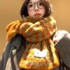 Korean Style Pumpkin Color Knitted Scarf 170cm x 25cm Fall Winter Neck Warmer  For Women