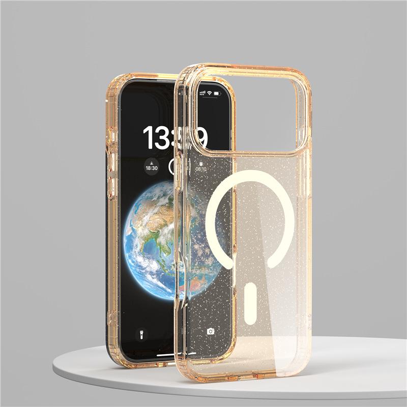 Applicable To Apple 17Pro Mobile Phone Case Glitter iphone17AIR Transparent 17Pro Max Magnetic Case